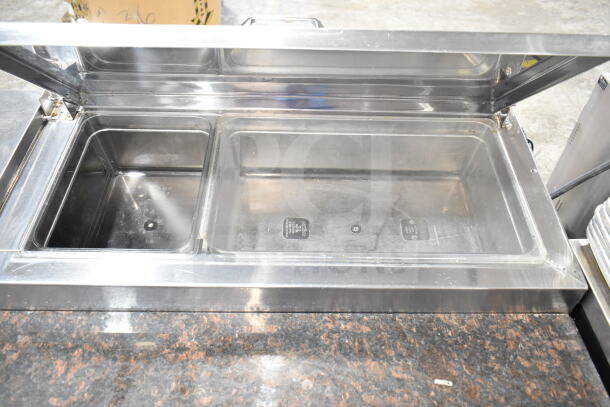 Cooltech Commercial Pizza Prep Table, stainless steel, stone cutting board, six drawers, 120 volts, 1 phase.