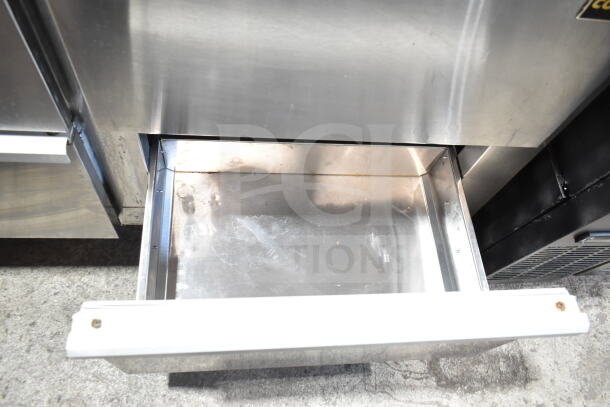 Cooltech Commercial Pizza Prep Table with stone cutting board and 6 drawers, 120 volts, 1 phase, stainless steel finish.