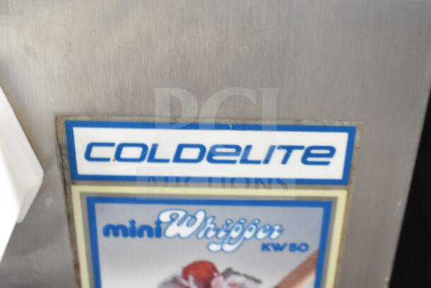 Coldelite Commercial Countertop Whipped Cream Dispenser, model miniWhipper KW 50, 115V, 1 phase, with branding label.