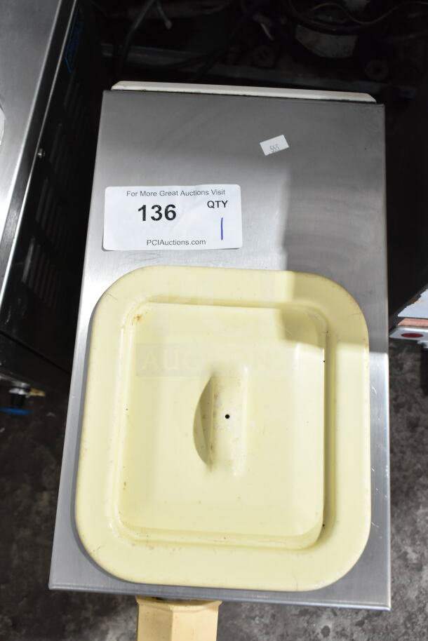 Coldelite Commercial Countertop Whipped Cream Dispenser, 115V, 1 Phase. Stainless steel body with visible lot tag.