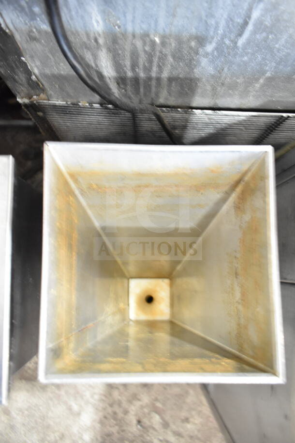 SureShot AC6.E Countertop Sugar Dispenser, silver, 120 Volts, 1 Phase, interior shown, visible wear and residue on surfaces.