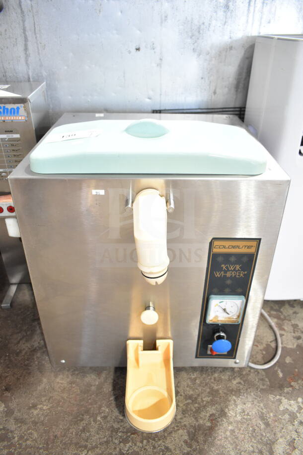 Coldelite KW 100 whipped cream dispenser; stainless steel, countertop model, 115V, 1 phase, includes controls and spout.