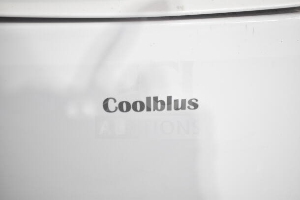 Coolblus PAC-A019K-05KR portable air conditioner, 115V, 1 phase. Visible branding on white exterior.