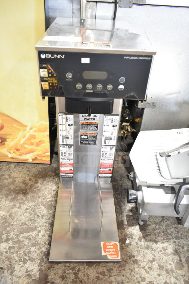 2019 Bunn IC3-DBC commercial iced tea machine, good condition, 120/208V, 1 phase, detailed control panel, instructions visible.