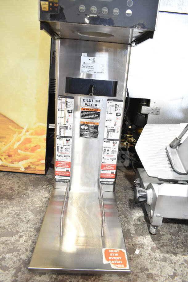 2019 Bunn IC3-DBC Commercial Iced Tea Machine, countertop model, 120/208V, 1 phase, features dilution instructions, silver finish.