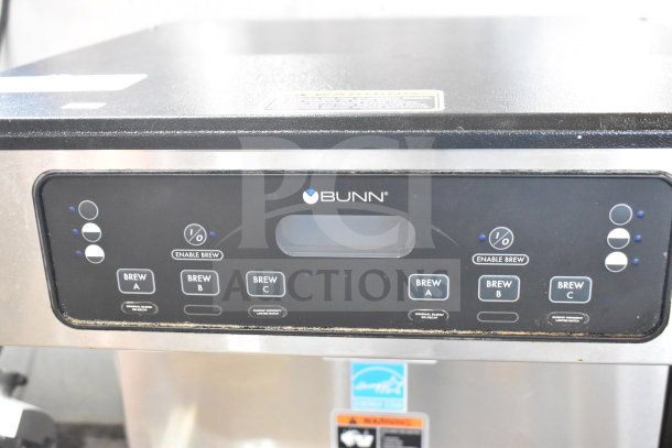 2020 Bunn ICB TWIN SH double coffee machine, black control panel, model branding, visible wear, 120/240V, 1 Phase.