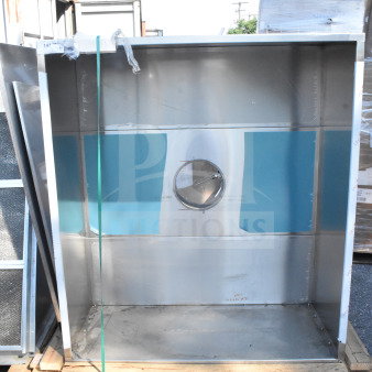 4' CaptiveAire 5424 VHB steam hood, stainless steel, includes protective film, like-new condition, on wooden pallet.