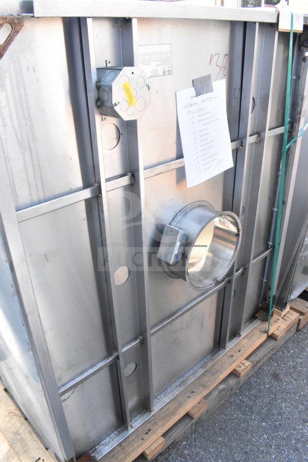 4' CaptiveAire 5424 VHB Steam Hood, stainless steel, auction item on pallet, includes specifications label.