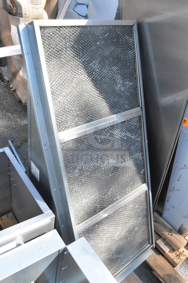 Ventilation filter panel from CaptiveAire SFIH-01M, metal frame, grid design, used condition, part of auction lot.