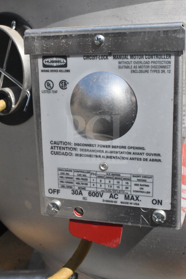 CaptiveAire DU33HFA Commercial Exhaust Fan, Mushroom style, 115V, 1 Phase, Hubbell manual motor controller visible.