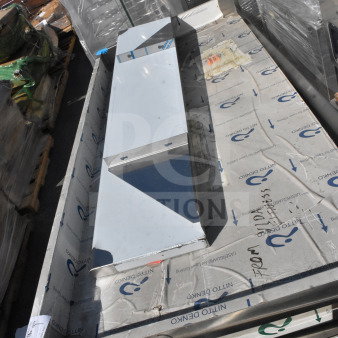 Elkay WT30S69 stainless steel shelf, new condition, with protective wrapping and installation markings visible.