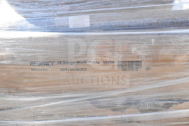 Regency 16 Gauge Work Table, 30x36 inches, new condition, model 600TSB3036S, visible packaging and barcode.