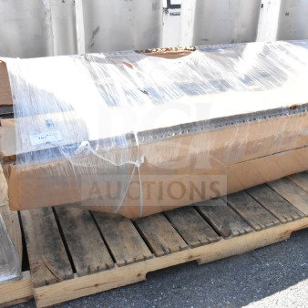 BRAND NEW Steelton 522CS31620LR three-compartment commercial sink with two 18" drainboards, wrapped and labeled.