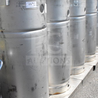 Four Sharpsville container tanks, stainless steel, used, visible labels, buyer pick-up required, no shipping available.