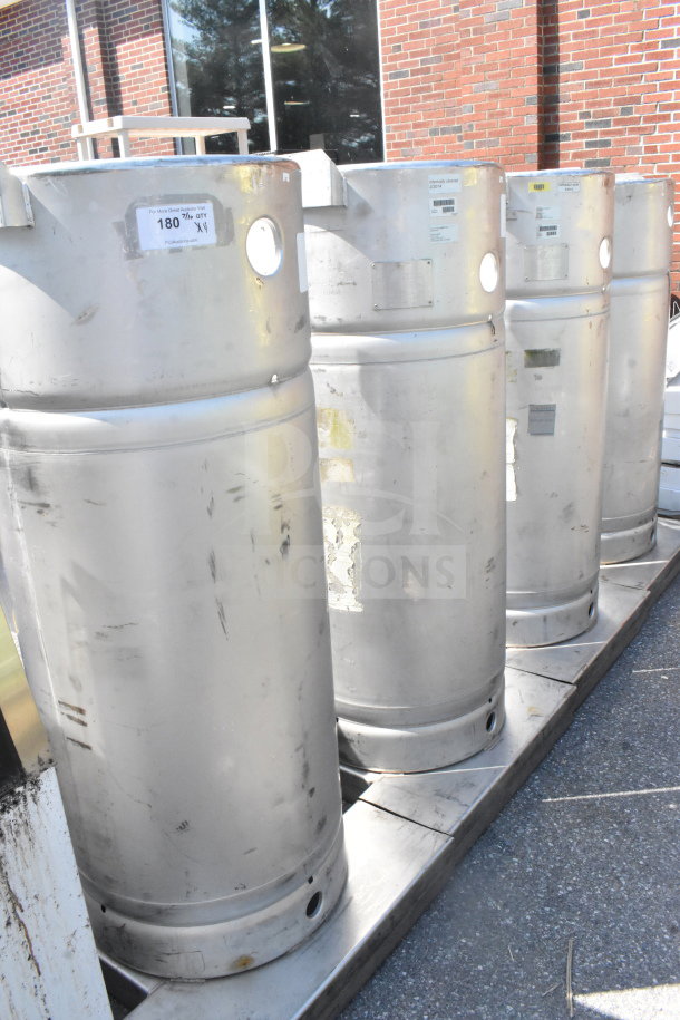 4 Sharpsville Container Tanks, metal, used condition, visible labels, buyer pick-up required, no shipping.