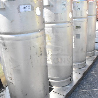 4 Sharpsville Container Tanks, metal, used condition, visible labels, buyer pick-up required, no shipping.