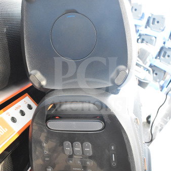 JBL Partybox 310 display speakers, lightly used, featuring bass, treble, echo controls, and Bluetooth. Qty x2 tags visible.