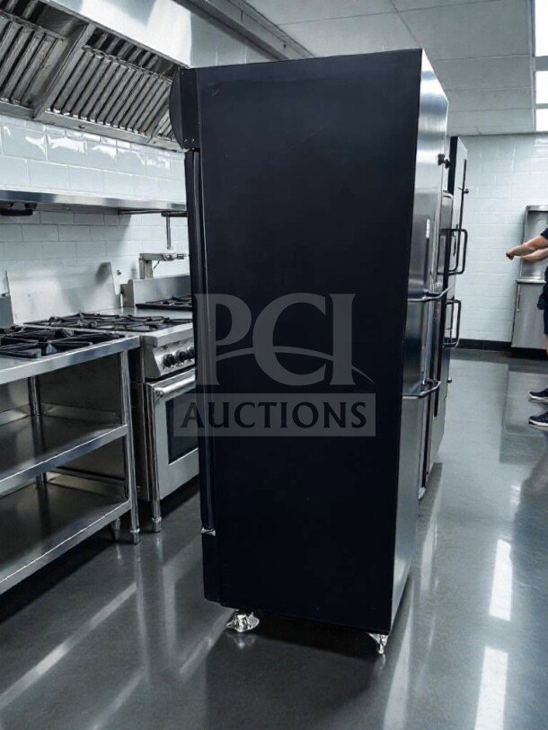 True GDM-43EM Powerade branded merchandiser refrigerator with 2 swing glass doors, excellent condition, ENERGY STAR listed.