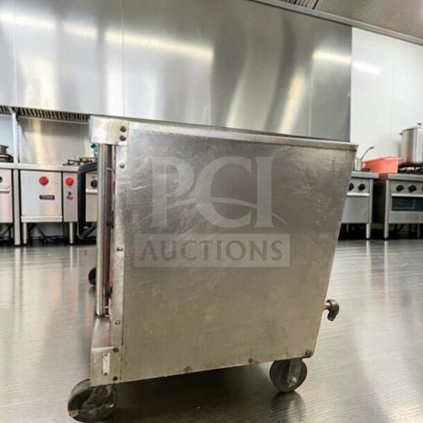 Vulcan VC5GD commercial gas convection oven, elite condition, single deck, fully tested, visible casters for mobility.