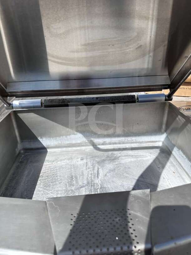 Alt text: Vulcan VG30-NAT, 30-gallon commercial gas tilt skillet, in outstanding condition showing interior details, with 90,000 BTU capacity, natural gas powered.