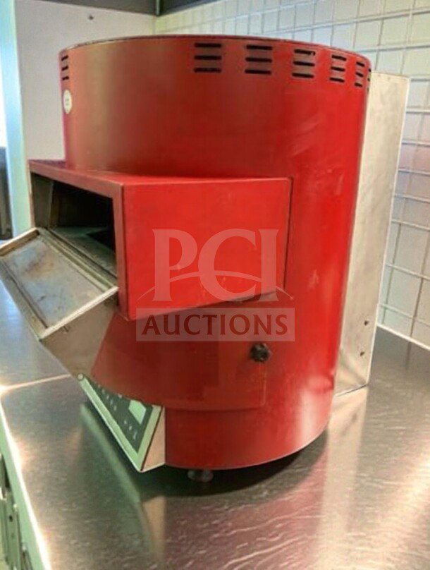 TurboChef FIRE countertop pizza oven, red, single deck, 208–240V, excellent condition, UL Listed, fully tested.