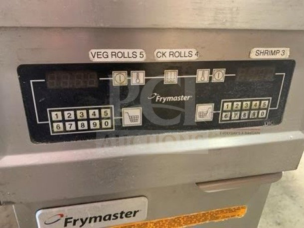 Frymaster PMJ135ESD control panel in first-class condition, showing labeled settings for various cooking modes.