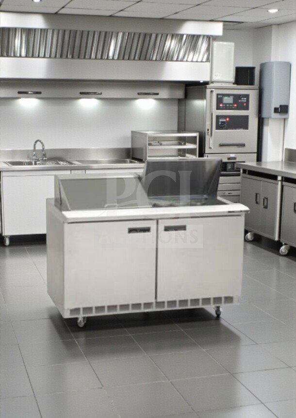 Flawless Delfield 4460NP-24M mega top prep table, 60", 24 pan capacity, 20.2 cu. ft., 115V, NSF/UL listed.