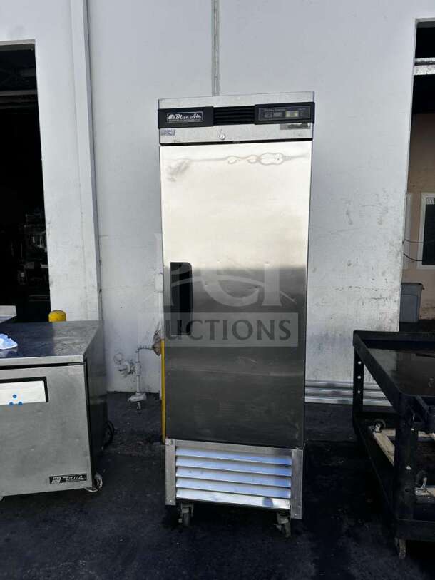 Blue Air BSF23-HC 26.75" one-section solid door reach-in freezer, 23 cu. ft., exceptional condition, fully tested, 115V.