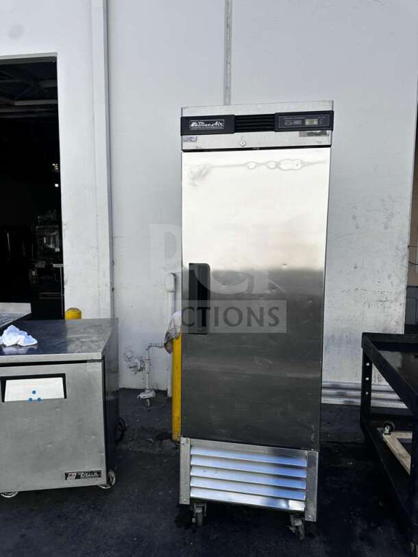 Blue Air BSF23-HC 26.75" solid door reach-in freezer, 23 cu. ft., 115V, excellent condition, fully tested, model label visible.