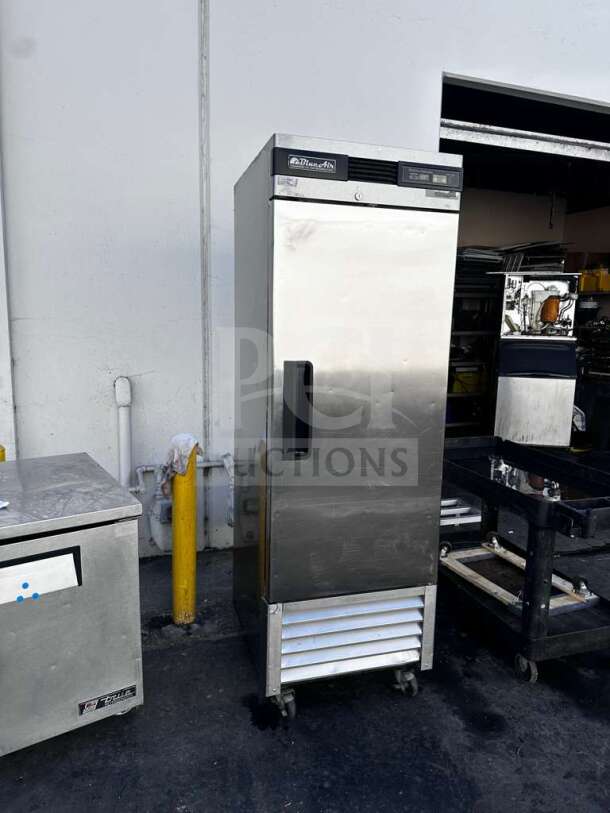 Blue Air BSF23-HC stainless steel one-section reach-in freezer, 23 cu. ft., shown with solid door and ventilation grill.