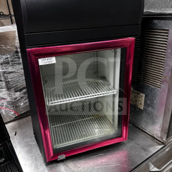 Dongguan Fuhua CTH-32N countertop glass door display refrigerator, 2.5 cu. ft., superb condition, Lot #127 shown.