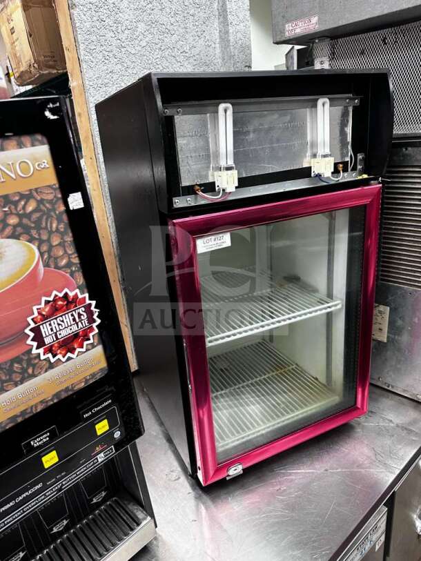 Commercial countertop glass door display refrigerator, Dongguan Fuhua CTH-32N, 2.5 Cu. Ft., superb condition, fully tested.