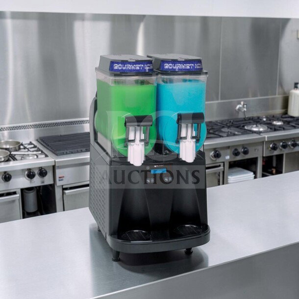 Prime condition Bunn-O-Matic Ultra-2 commercial slushy machine, dual 3-gallon tanks, model 34000.0123, 120V, tested operational.