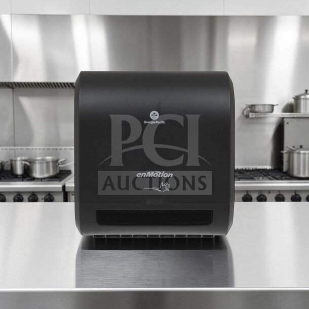 Flawless Georgia-Pacific enMotion Impulse 8" touchless paper towel dispenser, model 59498A, black, wall-mount, brand new.