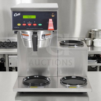 Wilbur Curtis ALPHA-IIIS commercial coffee brewer, stainless steel, 3-station, fully tested, operational, excellent condition.