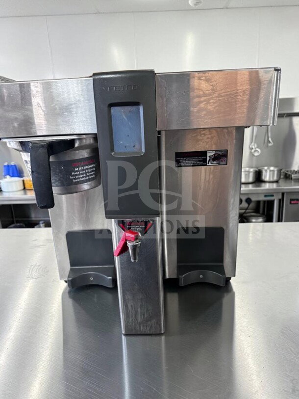 FETCO CBS-2132XTS stainless steel double auto coffee brewer, 240V, tested, operational, excellent condition.