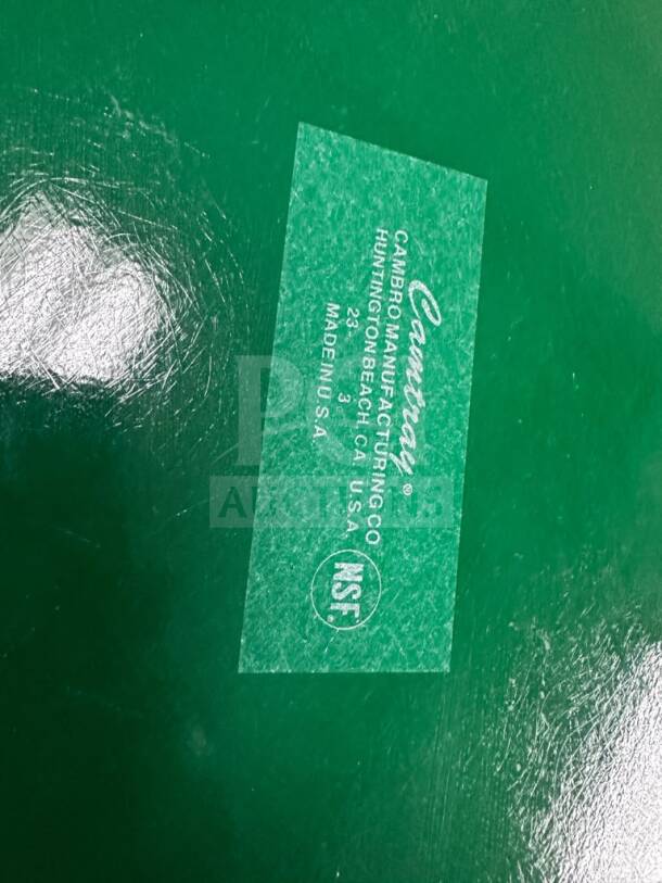 Teal Cambro 1216414 Camtray, 12"x16" rectangle, fiberglass, NSF certified, mint condition. Label: Cambro Manufacturing, USA.