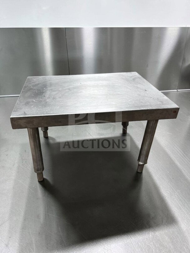 Heavy-duty stainless steel commercial equipment stand, 24"x18"x15", top-tier condition, ready for use, SSS-S-STAND-1177.