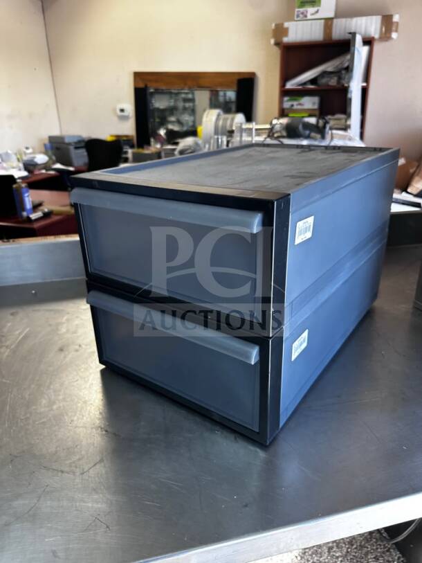 The Container Store storage containers, black, excellent condition, two drawers, ideal for home or commercial use.