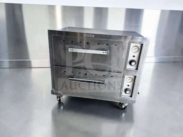 Merco Savory HFS-2B 2-drawer electric food warmer, commercial-grade, stainless steel, excellent condition, NSF & UL listed.
