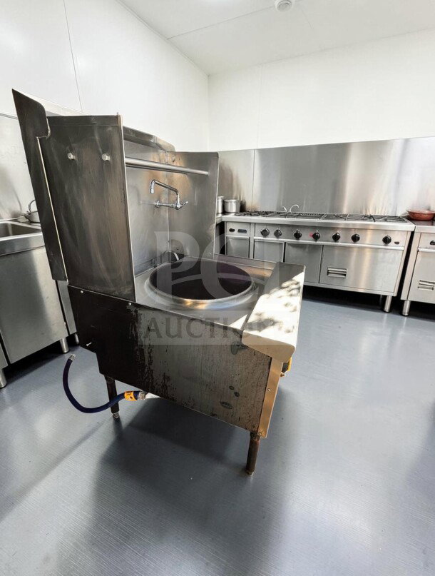 ABC Restaurant Equipment ABC-1 Chinese wok range, 1-hole, stainless steel, natural gas, 100,000-110,000 BTU, fully operational.