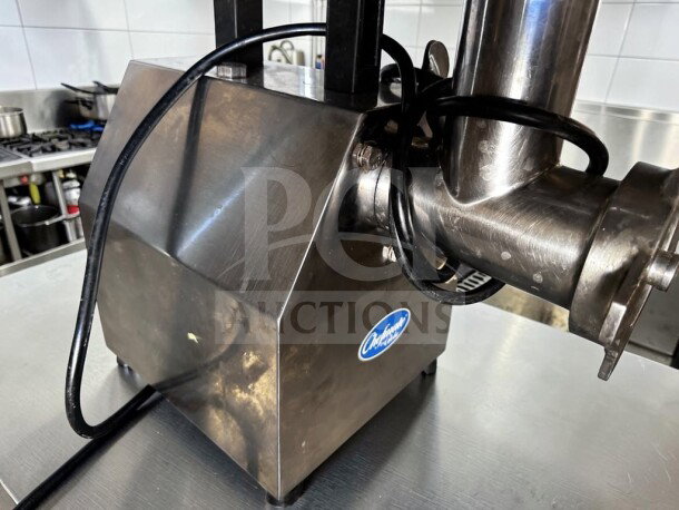 Globe Chefmate CC12 commercial meat grinder, 1 HP, stainless steel, #12 head, 250 lb/hr capacity, excellent condition, tested.