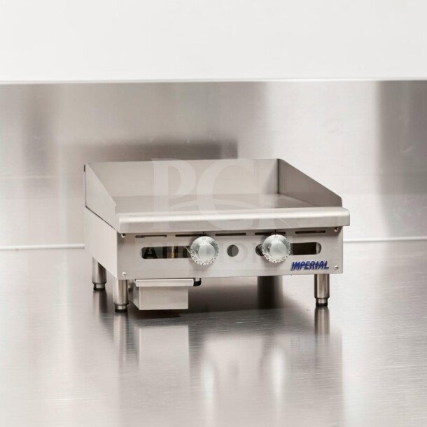 Imperial ITG-24 commercial gas griddle, 24" with thermostatic controls, 1" steel plate, natural gas, excellent condition.
