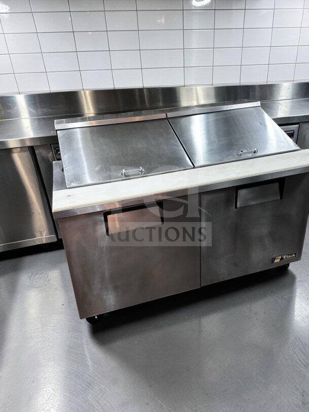 True TSSU-60-24M-B-ST-HC 60" Mega Top Prep Table, superior condition, 24 pan capacity, fully tested, stainless steel.