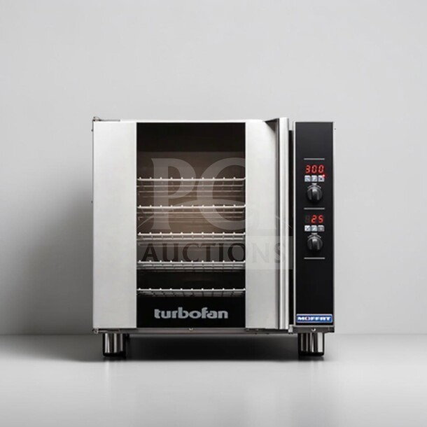 Prime Condition Moffat E32D5 Turbofan Convection Oven, single deck, 208V, 5.8 kW, NSF & ETL listed, fully operational.