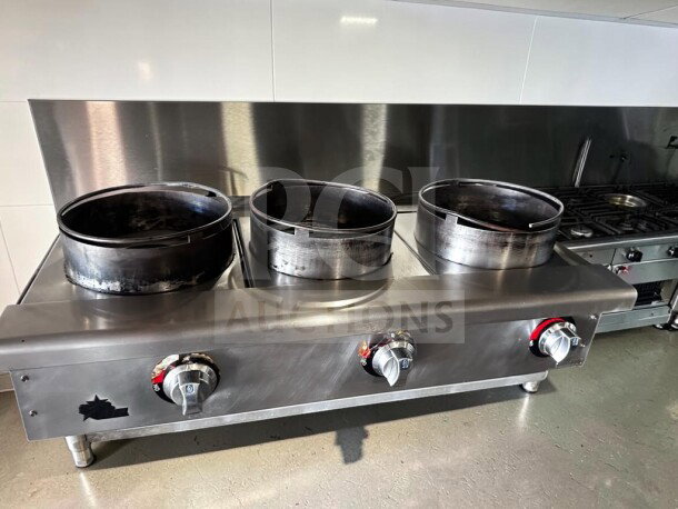 Star Max ORHP-336 36" stainless steel 3-burner wok range, high-grade condition, fully tested, natural gas, 90,000 BTU.