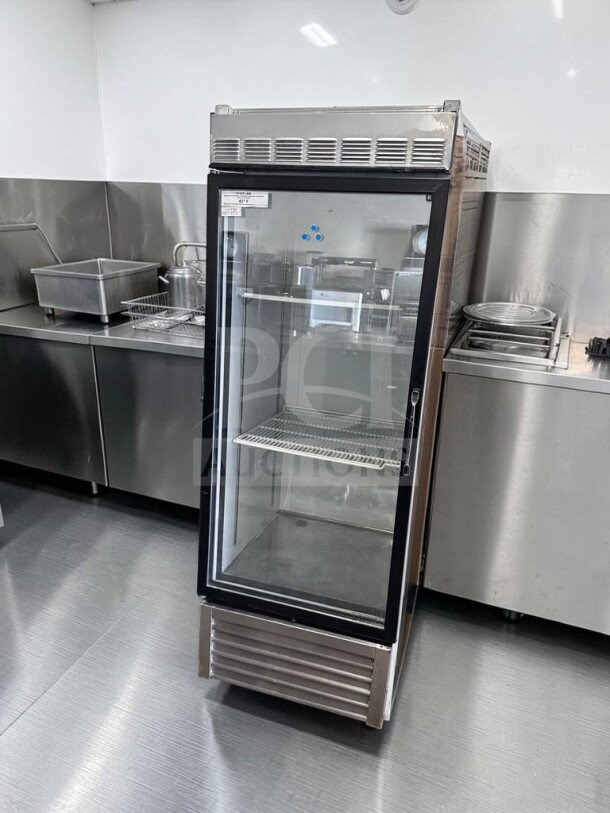 Everest EMGR24B glass door merchandiser refrigerator, 25 Cu. Ft., immaculate condition, NSF & ETL listed, fully tested.