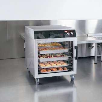 Hatco FSHC-6W1 heated holding cabinet; 1/2 height, 6-pan capacity, insulated, mobile; NSF & UL Listed, fully operational.