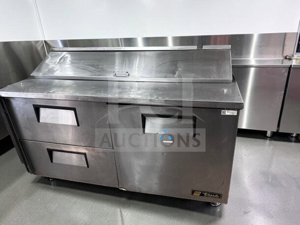 True TSSU-60-16D-2 refrigerated prep table, excellent condition, 60", right door, two drawers, NSF & UL listed.