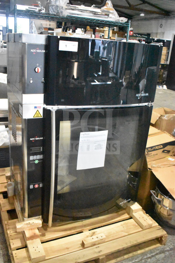 BRAND NEW 2023 Alto Shaam AR-7EVH Commercial Rotisserie Oven, electric, 208V, 3-phase, minor scratches and dents visible.